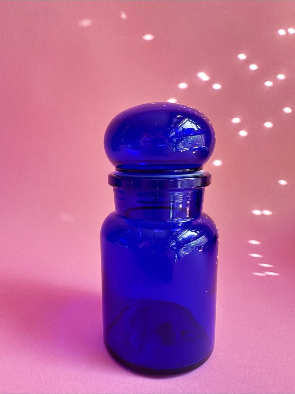 Vintage Cobalt Blue Glass Apothecary Jar with Round Stopper - Picture 1 of 5